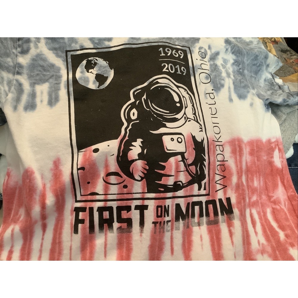 First On The Moon T-Shirt Tie Dye Size SMALL Short Sleeves Outer Space